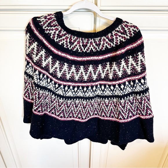 Anthropologie Women’s Sleeping on Snow Midland Fair Isle Poncho Pullover Sweater - Picture 10 of 10